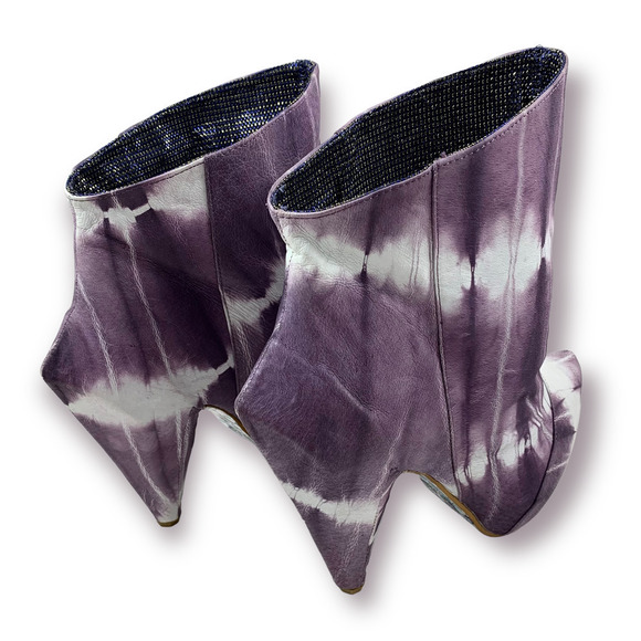 BRAND NEW 2011 Couture IRREGULAR CHOICE tie dye suede platform hexagonal boots - Picture 3 of 12